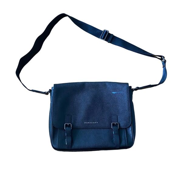 Burberry Ellison Leather Messenger Bag MSRP $1795 Authentic Black - Picture 1 of 16